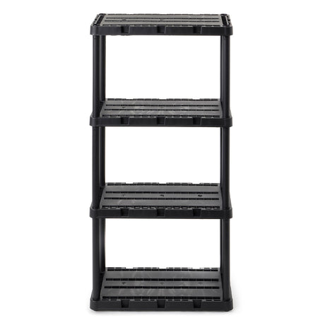Gracious Living 4 Shelf Knect-A-Shelf Ventilated Light Duty Storage Unit 12 x 24 x 48 Organizer for Home, Garage, Basement & Laundry, Black Gracious Living