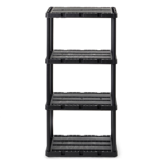 Gracious Living 4 Shelf Knect-A-Shelf Ventilated Light Duty Storage Unit 12 x 24 x 48 Organizer for Home, Garage, Basement & Laundry, Black