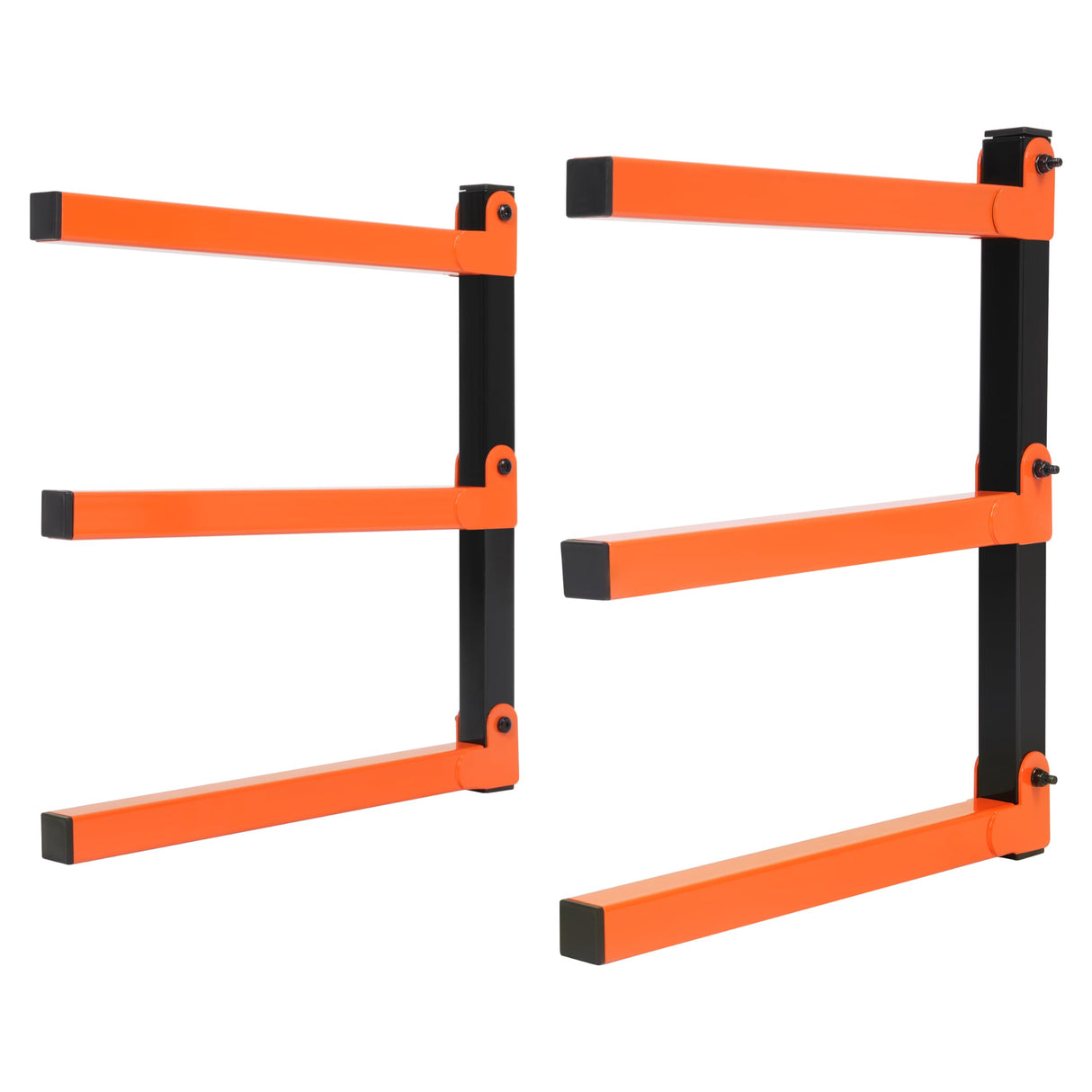 KUAFU 3-Level Indoor & Outdoor Lumber Rack Wood Storage Racks Wood Rack Organizer Use Black+Orange Steel Powder Coated (2Pcs) KUAFU