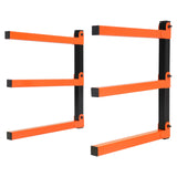 KUAFU 3-Level Indoor & Outdoor Lumber Rack Wood Storage Racks Wood Rack Organizer Use Black+Orange Steel Powder Coated (2Pcs) KUAFU