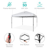 Best Choice Products 10x10ft 1-Person Setup Pop Up Canopy Tent Instant Portable Shelter w/ 1-Button Push, Case, 4 Weight Bags - White Best Choice Products