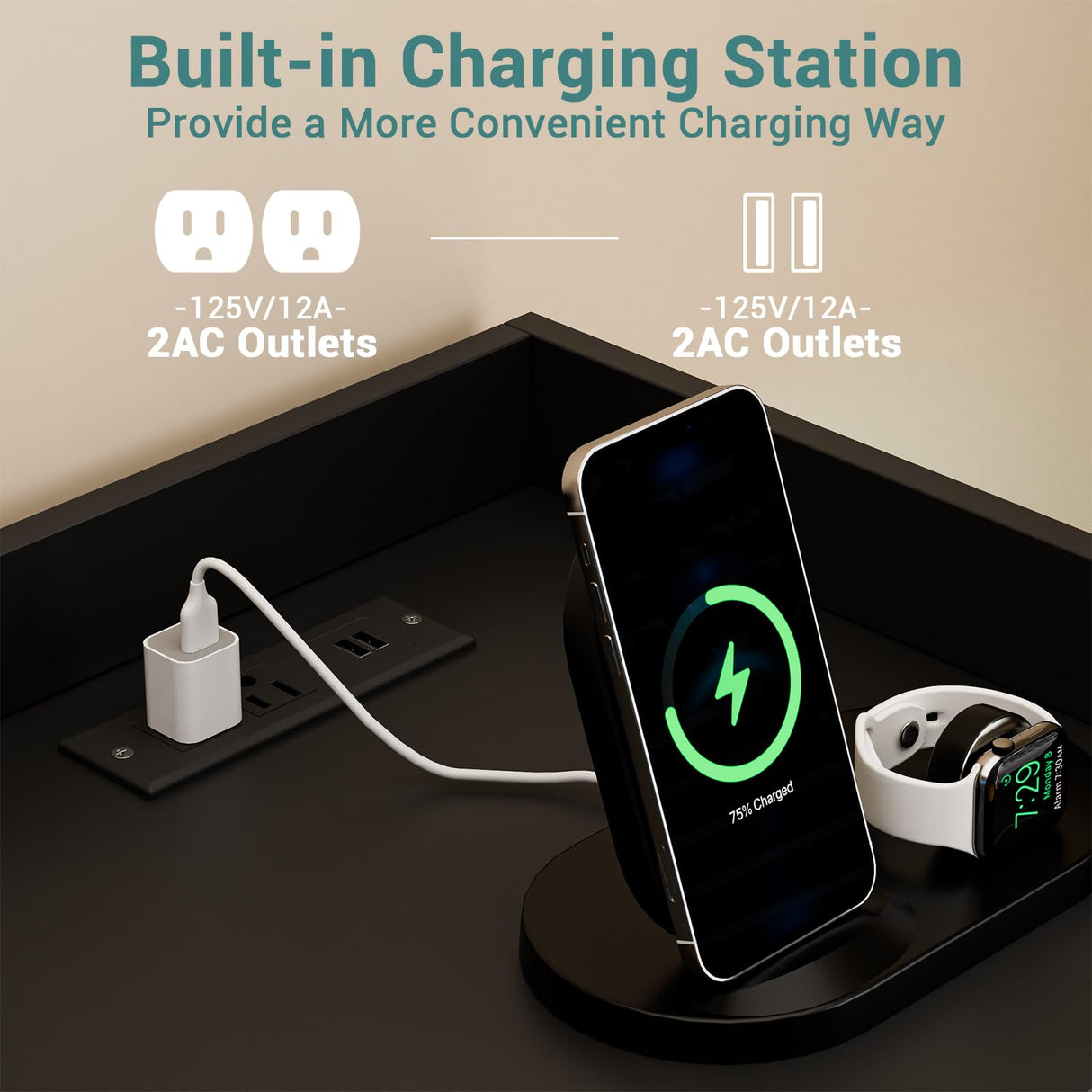 Yeyawomy Black 6 Drawer Dresser with Charging Station & Led Light for Bedroom, Accent Chests of Drawers with Large Cabinet, Modern Storage Dresser with 2 Layer Shelves for Bedroom,Hallway Yeyawomy