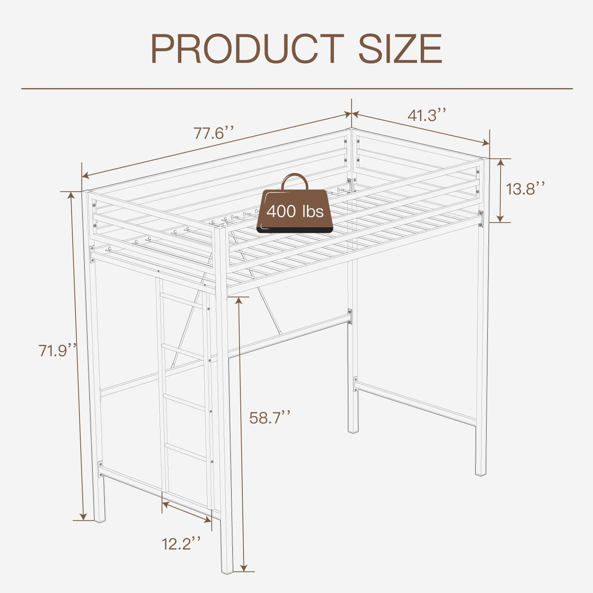 Stylish White Twin Loft Bed with Safety Guard and Removable Ladder by ikalido ikalido