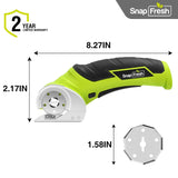 SnapFresh Cordless Electric Scissors, 4V Electric Mini Box Cutter, Carpet & Cardboard Cutter Tool with a Replacement Blade/Charger, Rotary Cutter for Cardboard Packages Leather Plastic （Green） SnapFresh