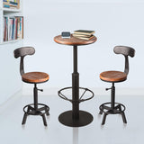 BOKKOLIK 42inch Industrial Style Farmhouse Bar Table, Round Wooden Top, Matte Black Metal Base BOKKOLIK