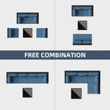 5 Piece Patio Furniture Sets, Low Back All-Weather Rattan Sectional Sofa with Tea Table&Washable Couch Cushions, Patio Furniture Sets, Black Rattan SUNLEI