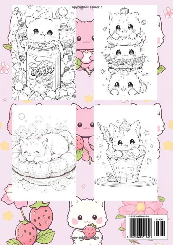 Kawaii Cat Anime Coloring Book: 40+ Manga Art Pages for Anime Enthusiasts, a Stress-Relief Adult Kid Great Gifts WoodArtSupply