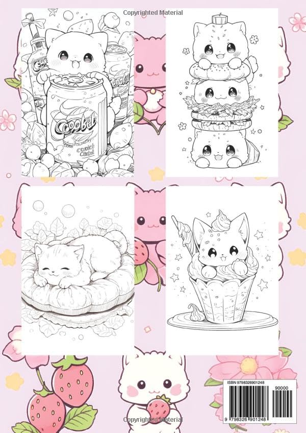 Kawaii Cat Anime Coloring Book: 40+ Manga Art Pages for Anime Enthusiasts, a Stress-Relief Adult Kid Great Gifts