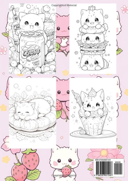 Kawaii Cat Anime Coloring Book: 40+ Manga Art Pages for Anime Enthusiasts, a Stress-Relief Adult Kid Great Gifts