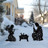Doesen Metal Nativity Scene Outdoor Christmas Decorations, 17” Silhouette Outdoor Nativity Set, Weather Resistant Outside Yard Stakes for Yard Patio Lawn Garden Pathway Doesen