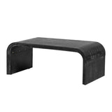 Bellemave Modern Coffee Table with Curved Art Deco Design Center Sofa Table Minimalist Cocktail Wooden Table for Living Room, Antique Black Bellemave