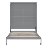 Merax Queen Size Murphy Bed, Wood Queen Murphy Cabinet Bed with Shelves, Wall Bed for Home Office or Small Room, Gray Merax