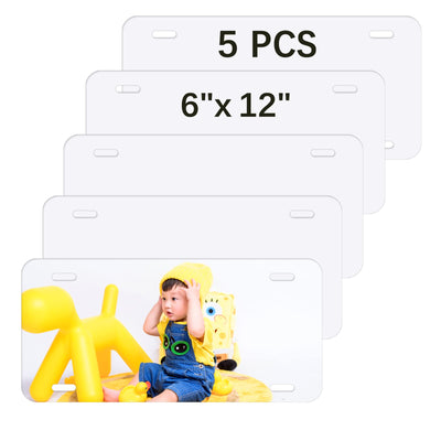 5 Pcs Sublimation License Plate Blanks DIY Picture Sublimation BlankHeat Thermal Transfer Sheet,Metal Aluminum Automotive White License Plate Plates Tag for Custom Design