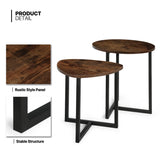 MoNiBloom Small Coffee Table Set of 2, Nesting Coffee Table with Steel Frame for Small Spaces Living Room Bedroom Office, Easy to Assemble, Walnut MoNiBloom