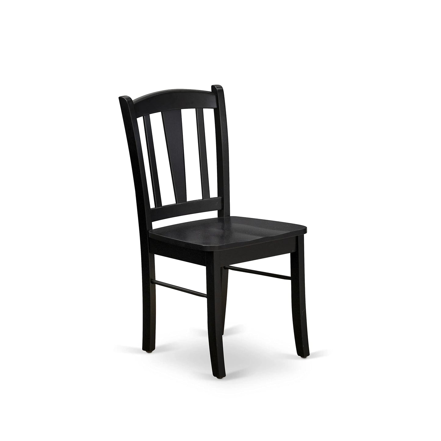 East West Furniture DLC-BLK-W Dublin Kitchen Dining Chairs - Slat Back Wood Seat Chairs, Set of 2, Black - WoodArtSupply