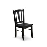 East West Furniture DLC-BLK-W Dublin Kitchen Dining Chairs - Slat Back Wood Seat Chairs, Set of 2, Black East West Furniture