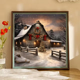 BOHADIY Christmas Night Diamond Painting Kits for Adults, 5D Snowy Winter Diamond Art Kits for Adults Beginner, DIY Full Drill Farm House Diamonds Paintings Gem Art and Crafts Kit Home Decor 12x12inch BOHADIY