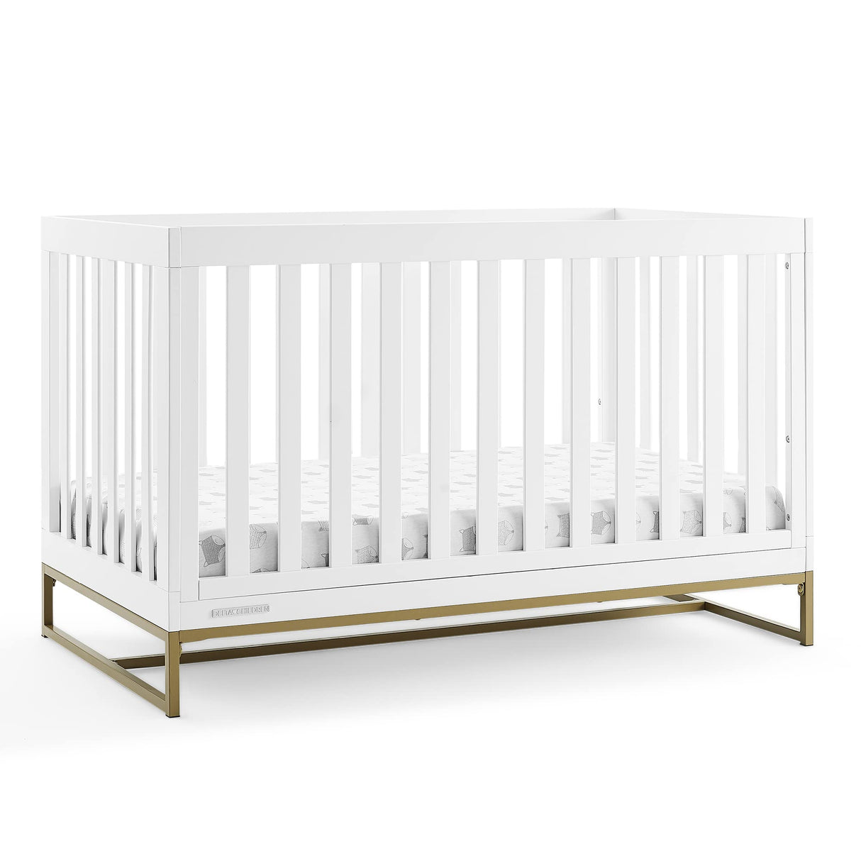 Delta Children Jade 4-in-1 Convertible Crib - Greenguard Gold Certified, Bianca White/Bronze Delta Children