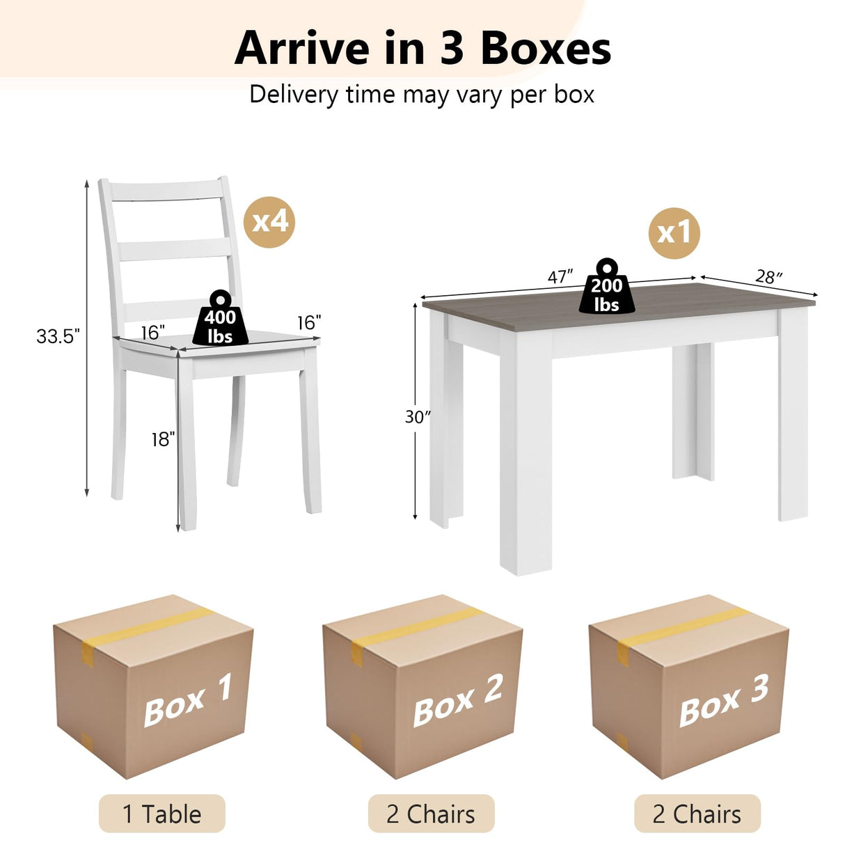 Giantex 5-Piece Wooden Dining Set, Modern Rectangular Dining Table & 4 High-Back Chairs, Dinette Set w/Rubber Wood Legs, Kitchen Furniture for Dining Room Kitchen Restaurant (Dark Grey+White) Giantex