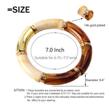 GOOJIDS Bamboo Tube Bangles Bracelet Chunky Curved Stacking Clear Acrylic Colorful Beads Stretchable Friendship Gold Bracelets Gift For Women (A-Coffee) GOOJIDS