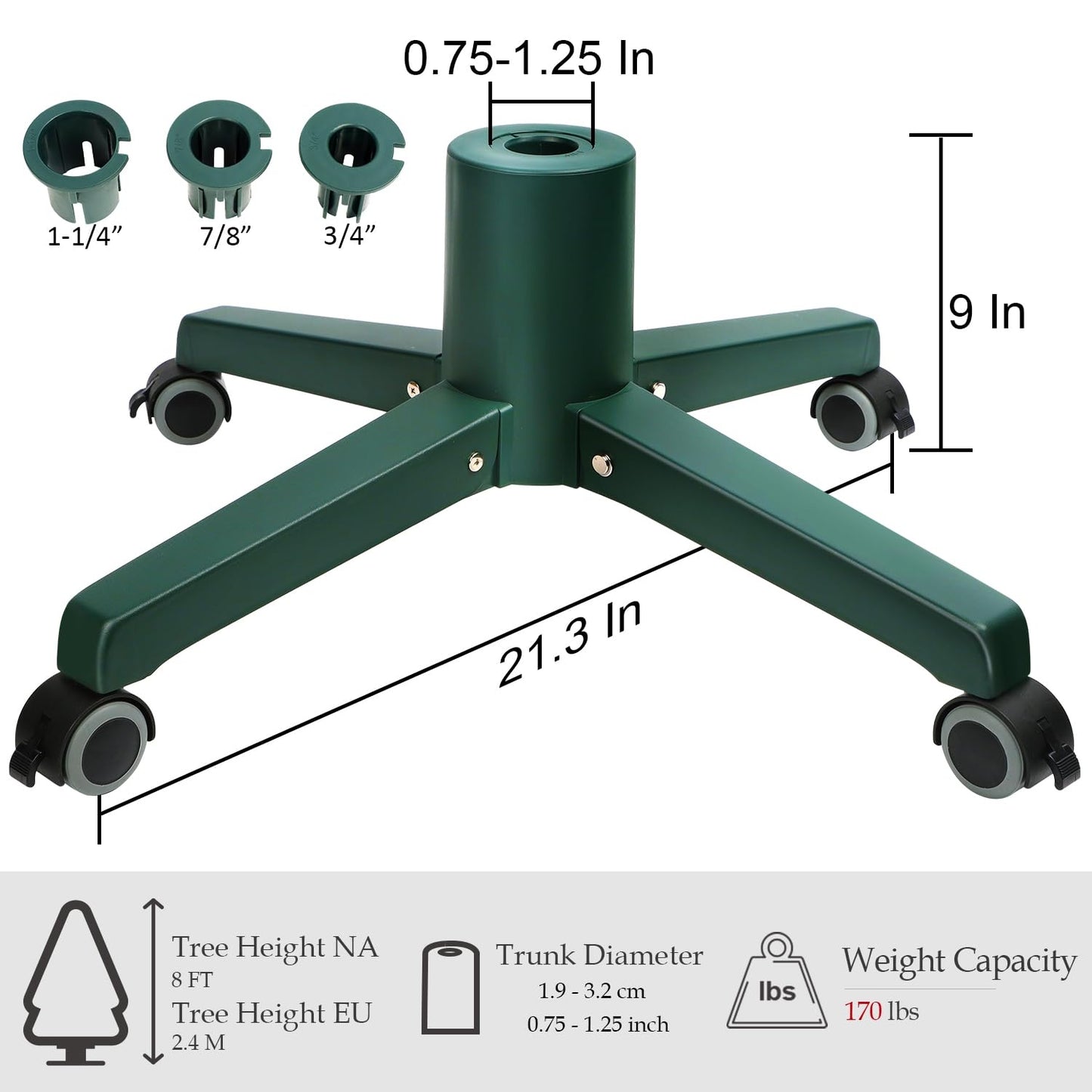 Blissun Christmas Tree Stand for Artificial Christmas Trees, Artificial Christmas Tree Stand with Movable Wheels, Xmas Tree Holder, Fits up to 8FT Artificial Trees