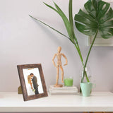 Q.Hou 5x7 Picture Frame Wood Pattern Rustic Brown Photo Frames Packs 4 with High Definition Plexiglass for Tabletop or Wall Decor (QH-PF5X7-BR) Q.Hou