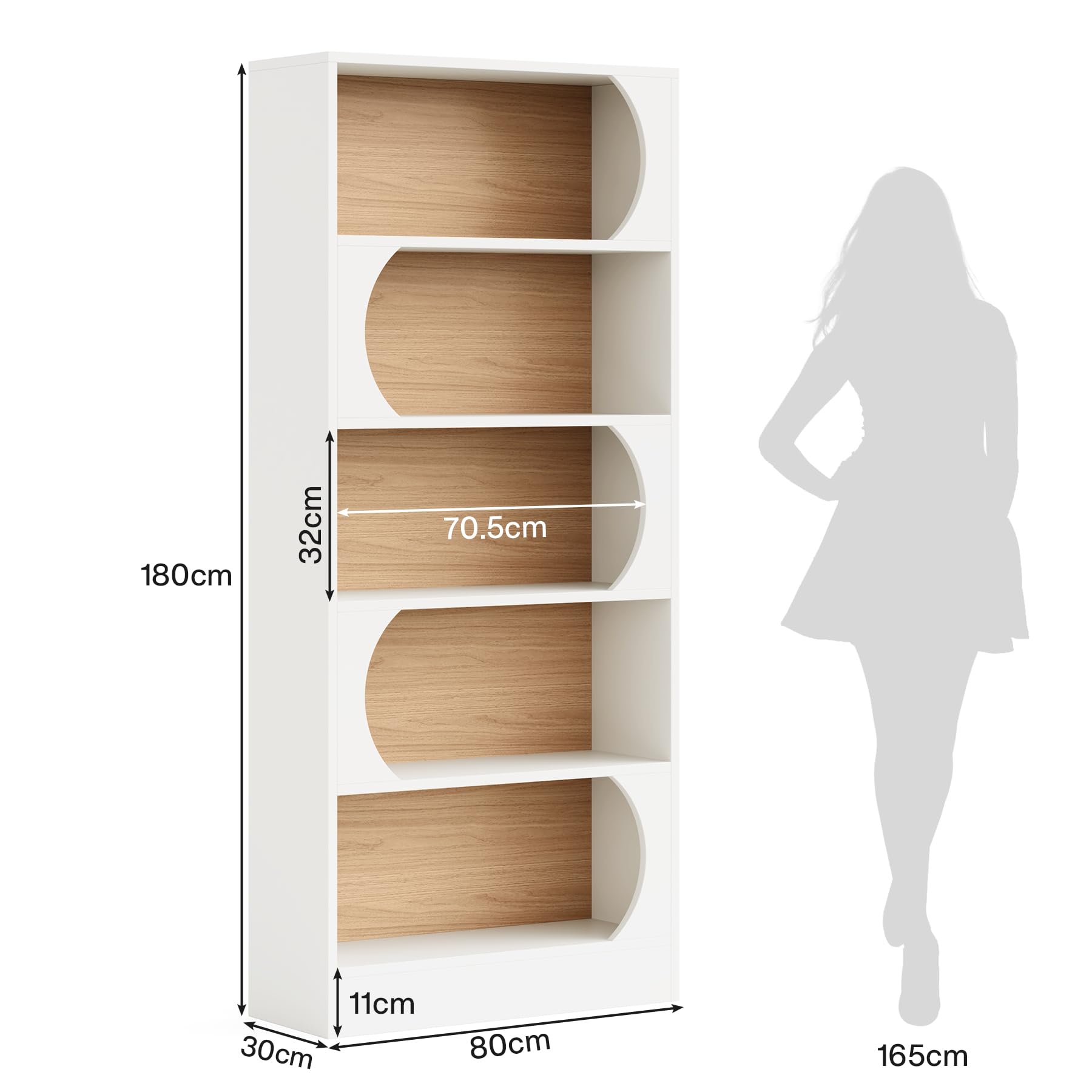 Tribesigns Modern 71" 5-Tier Freestanding Bookshelf with Versatile Storage in White and Walnut - WoodArtSupply