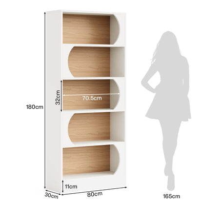 Tribesigns Modern 71" 5-Tier Freestanding Bookshelf with Versatile Storage in White and Walnut - WoodArtSupply