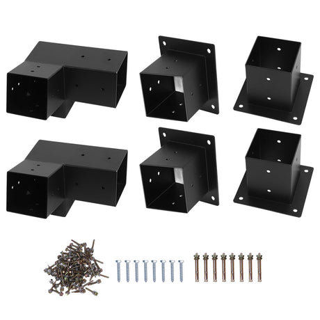 Ejoyous Pergola Bracket Kit, 3 Way 15 Degree Pergola Mounting Bracket Kit for 4x4in Lumber Wood Posts, Metal Gazebo Post Base Support Bracket for Pergolas Gardens Patio Ejoyous
