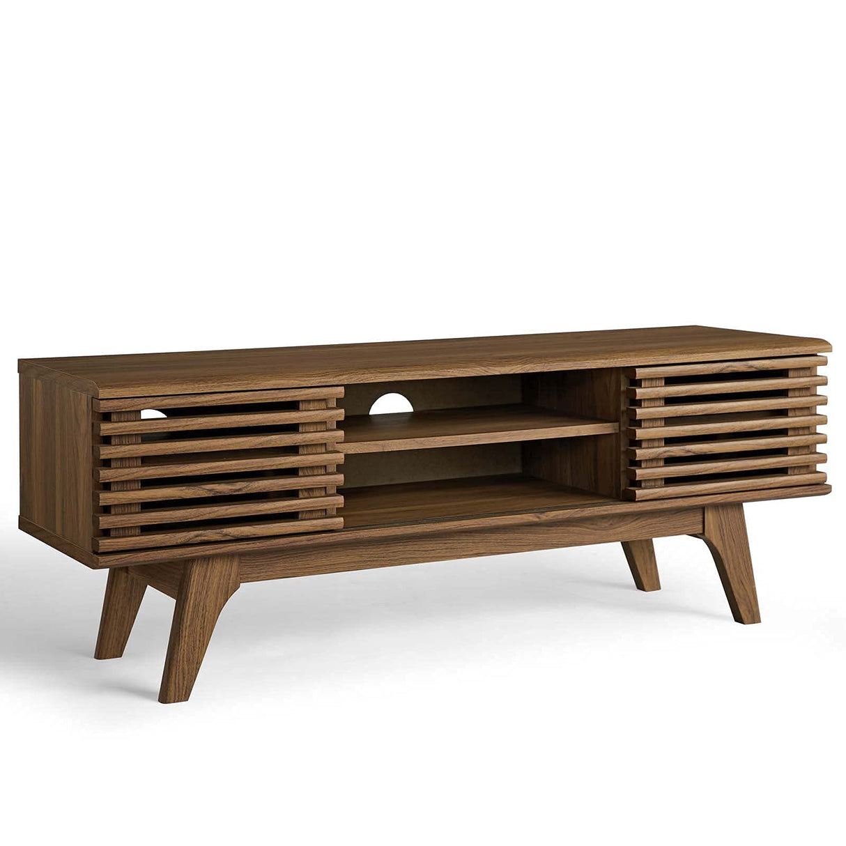 Modway Render 46" Mid-Century Modern Low Profile Media Console TV Stand, 46 Inch, Walnut Modway