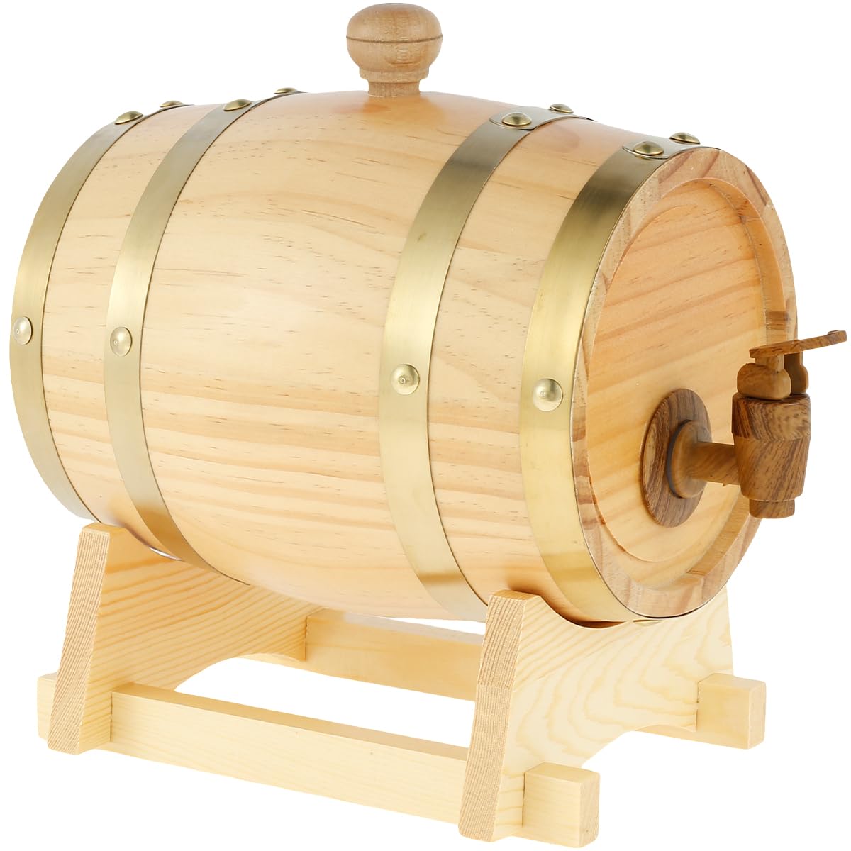 Mimoyalaso Wooden Wine Barrel - 1.5L Whiskey Barrel with Tap Pine Wood Beer Barrel Mini Whiskey Barrels for Home Alcohol Distiller Wine Storage Barrel for Wine Beer Brandy Whiskey Tequila Mimoyalaso
