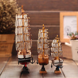 Wooden Sailboat Model Decor Miniature Sailing Boat Ship Model Home Decoration Rustic Mini Antique Sailboat Ornament Crafts Handcrafted Nautical Ocean Theme Sailing Boat for Home Office Tabletop XGOPTS
