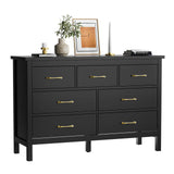 LYNSOM Black Dresser for Bedroom, 7 Drawer Dresser with Metal Handles, Modern Wood Chest of Drawers for Living Room, Entryway and Hallway LYNSOM