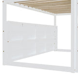 SOFTSEA Twin House Loft Bed with Stairs and Slide, Wooden House Loft Bed with Storage Shelves, Stairway Playhouse Bed with Roof Tent and Ladder for Kids Boys Girls, No Box Spring Needed, Pink White SOFTSEA