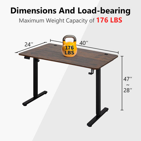 PayLessHere 40 inch Adjustable Height Standing Desk Computer Desk with Large Space and Headphone Holder Office Desk with Electric Lifting and Memory Function,Brown PayLessHere