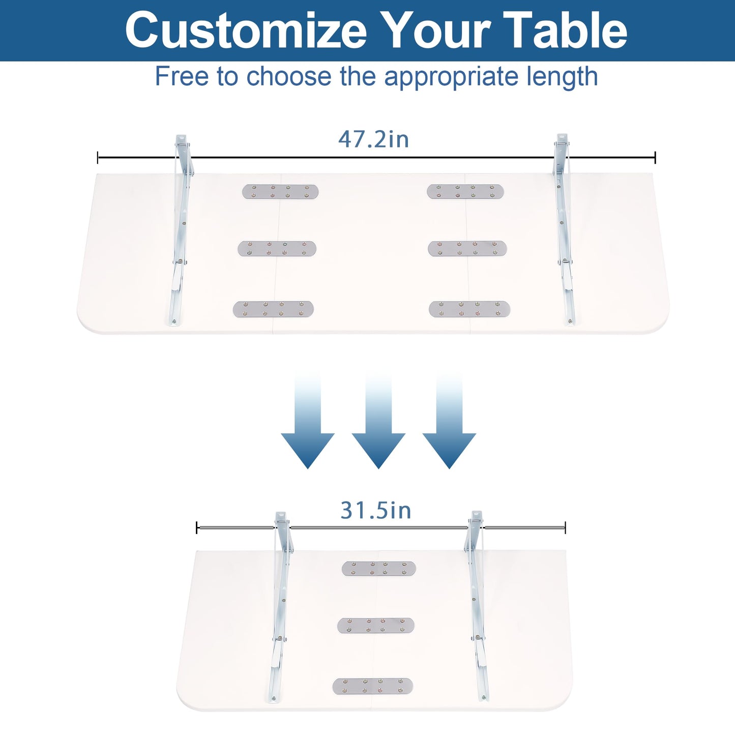 Gtouse Wall Mounted Folding Table, 47.2x15.7 inches, Laundry Folding Wall Table, Fold Down Table Wall Mounted, Folding Wall Desk for Laundry Room Balcony Office Kitchen Home - White - WoodArtSupply