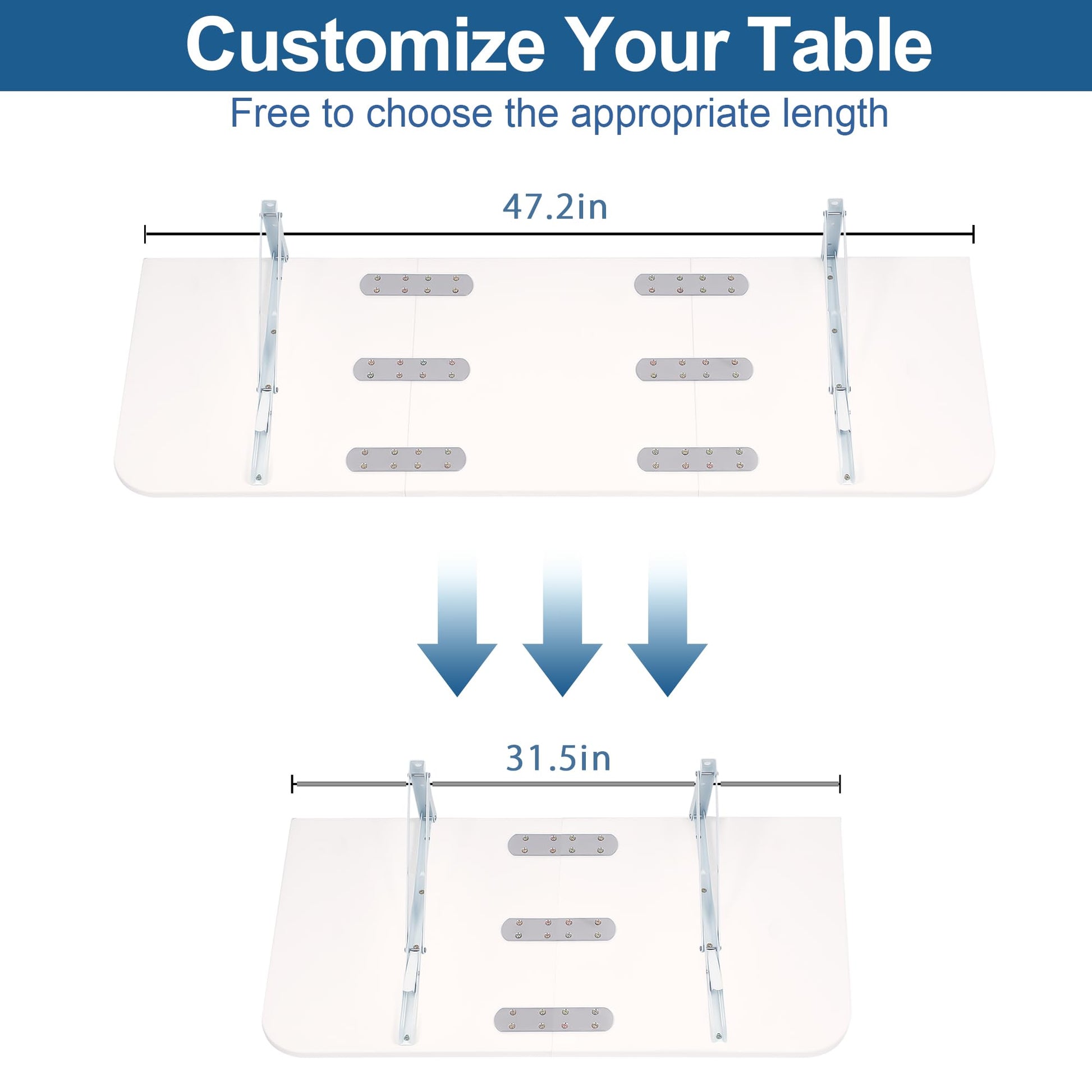 Gtouse Wall Mounted Folding Table, 47.2x15.7 inches, Laundry Folding Wall Table, Fold Down Table Wall Mounted, Folding Wall Desk for Laundry Room Balcony Office Kitchen Home - White - WoodArtSupply