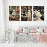 Mrnsiet 3 Pack Ghost Paint by Numbers Kit for Adults, Halloween Ghost Adult Paint by Number Kits on Canvas, Acrylic Bathroom Easy Paint by Numbers for Gift Home Decor 12x16 Inch Mrnsiet