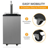 3.4 Cu.Ft. Kegerator, Keg Beer Cooler for Beer Dispensing with 4 Casters, CO2 Cylinder, Temperature Control, Drip Tray, Black Stainless Steel E-Macht