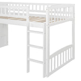 Twin Size Loft Bed Frame with Slide and Stairs for Kids,Twin Size Low Loft Bed with Slide and Drawers,Wood Kids Loft Bed Frame for Boys Girls Teens,White Bellemave