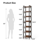 LITTLE TREE Corner Book Shelf, 78.7" Tall Narrow Bookcase, 7-Tier Skinny Wooden Display Shelves with Sturdy Metal Frame for Living Room, Modern Slim Standing Bookshelves for Office Shelf, Small Spaces LITTLE TREE