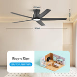 ocioc Smart Ceiling Fans with Lights,52 inch,Reversible Quiet DC Motor,Dimmable,Black Ceiling Fan Compatible with Alexa Google home Indoor/Outdoor ocioc