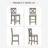 COLAMY Wooden Bar Stools Set of 2, Counter Height Bar Stools, Mid Century Modern Bar Stools with Backs, 25 Inch Upholstered Fabric Wooden Barstools for Kitchen Island Dining Room Bar, Light Brown Wash COLAMY