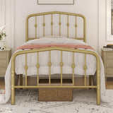 Yaheetech Twin Bed Frames Metal Platform Bed with Victorian Style Wrought Iron Headboard and Footboard/Easy Assembly/No Box Spring Needed/Antique Gold Twin Bed Yaheetech