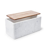 Sur La Table Marble & Acacia Bread Box, White Sur La Table