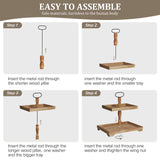 Boiarc Rustic Wooden 2 Tiered Tray Stand, Farmhouse Tiered Serving Tray Decor, Rectangle Wood Display Stands for Food Fruits Cupcake and Seasonal Festive Decorations (Brown) Boiarc