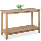 Best Choice Products 48in 2-Shelf Eucalyptus Wooden Console Table Indoor Outdoor Multifunctional Buffet Bar Storage Organizer w/Foot Sliders - Taupe Best Choice Products