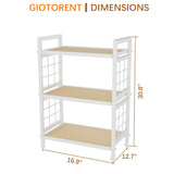 GIOTORENT 3-Tier Pantry Shelves with Wooden Boards, Heavy Duty Storage Shelves & Book Shelf, Adjustable Metal Shelving Unit for Kitchen Bathroom Laundry Organizer, Sturdy Rust-Resistant, White GIOTORENT