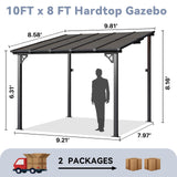 oneinmil 10 x 8FT Hardtop Gazebo for Patio, Outdoor Aluminum Wall-Mounted Gazebo Pergola with Sloped Roof, Heavy Duty Awnings for Patio Covers, Backyard, Deck, Garden oneinmil