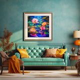 Bgraamiens Puzzle-Stained Glass Waterlily-1000 Pieces Stained Glass Puzzle for Adults, Stained Glass Art Puzzle with Flowers, Impossible Puzzle Color Challenge Puzzle for Adults Bgraamiens